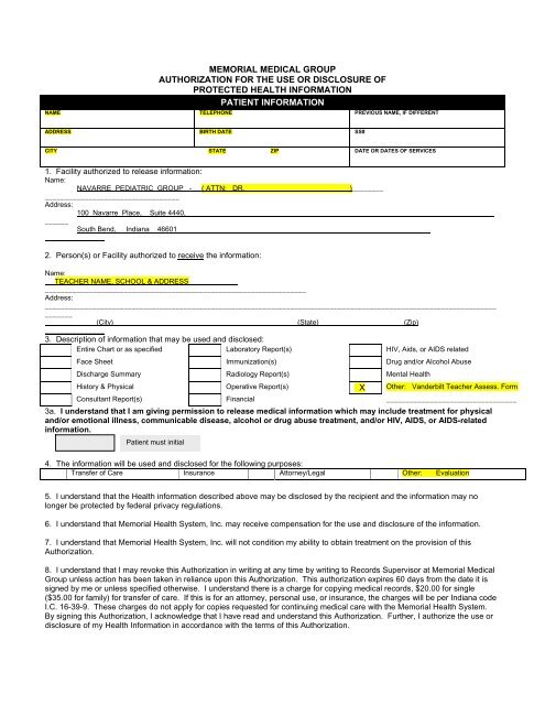 ADHD Initial Teacher Letter and Assessment - Memorial Medical ...