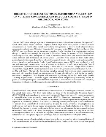 the effect of retention ponds and riparian vegetation on nutrient ...