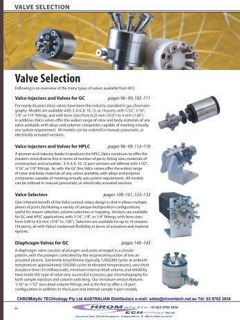 valco valves - Chromalytic Technology