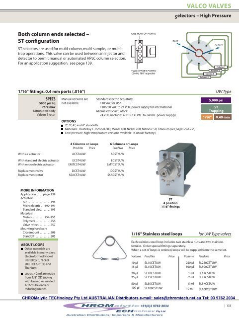 valco valves - Chromalytic Technology