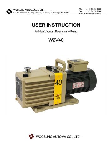 W2V40 Rotary Vane Pump User Manual