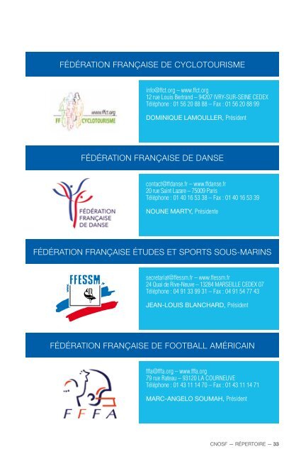 RÃPERTOIRE - ComitÃ© National Olympique et Sportif FranÃ§ais