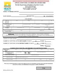 APPLICATION FOR A FLORIDA DEATH RECORD Florida ...