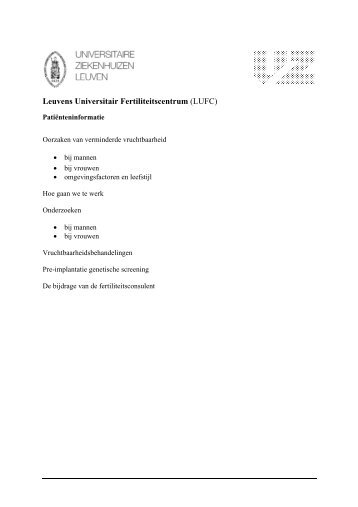 O o r z a k e n v a n v e r m i n d e r d e - UZ Leuven