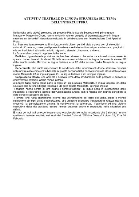Relazione intercultura - Ufficio Scolastico Regionale per la Toscana