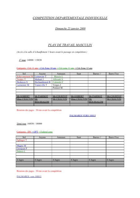 competition departementale individuelle plan de travail masculin