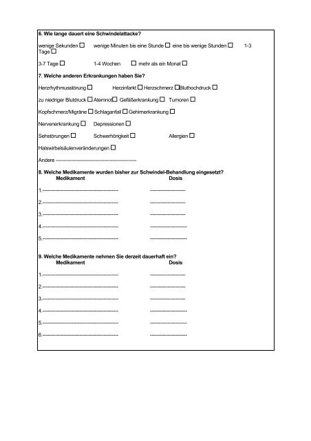 Fragebogen â Schwindel - WOin Gesundheit