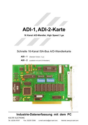 ADI-1, ADI-2-Karte - Kolter Electronic