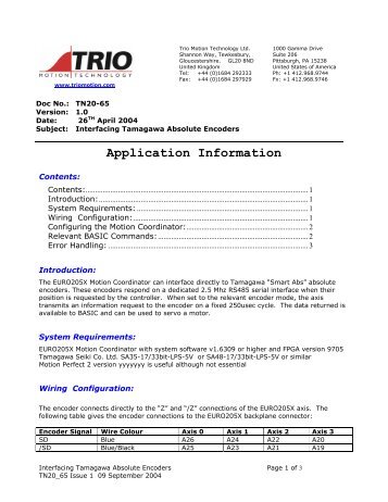 TN20_65 Tamagawa Absolute Encoders(1). - Trio Motion Technology