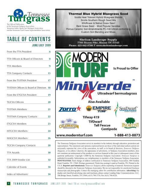 The Official Publication of the Tennessee Turfgrass Association, the ...