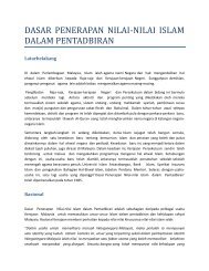 Dasar Penerapan Nilai Nilai Islam Dalam Pentadbiran