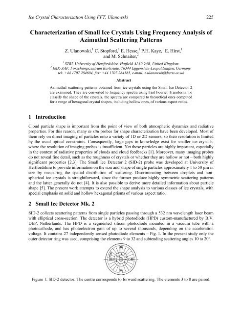 Characterization of Small Ice Crystals Using Frequency Analysis of ...