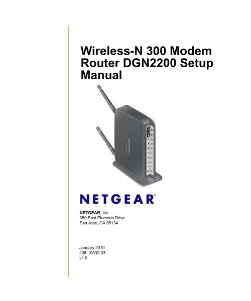 Wireless-N 300 Modem Router DGN2200 Setup Manual - netgear