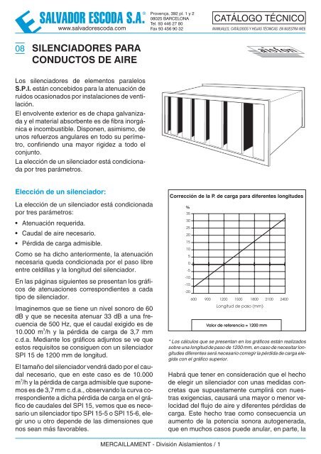 silenciadores para conductos de aire - Salvador Escoda SA