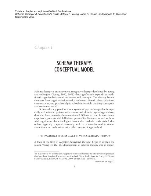 Sample Chapter: Schema Therapy: A Practitioner's Guide - Nmhrc.com