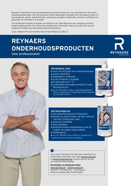 reynaers onderhoudsproducten - VERMAT ramen & zonwering