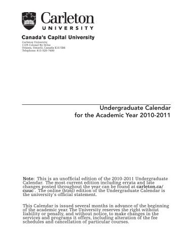 2010-2011 Undergrad Calendar.indd - Www3.carleton.ca - Carleton ...