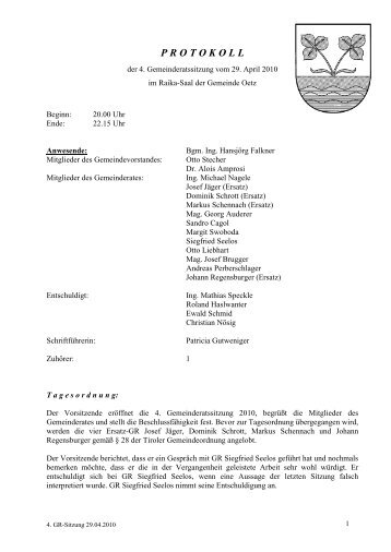 4. Gemeinderatsprotokoll (305 KB) - .PDF - Gemeinde Oetz