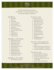 The Boar's Head Virginia Vendor List The Boar's ... - Boar's Head Inn