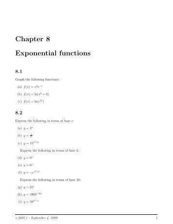 Chapter 8 Exponential functions - Ugrad.math.ubc.ca