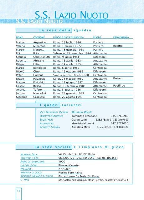 Guida al Campionato 2005/06 - Federazione Italiana Nuoto