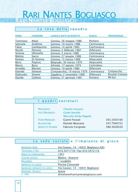 Guida al Campionato 2005/06 - Federazione Italiana Nuoto