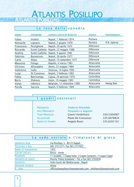 Guida al Campionato 2005/06 - Federazione Italiana Nuoto