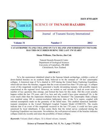 catastrophic flank collapse on ta'u island and subsequent tsunami
