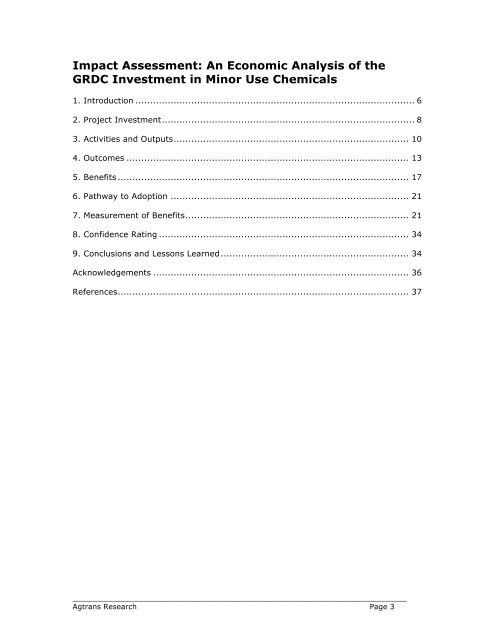 An Economic Analysis of GRDC Investment in Minor Use Chemicals