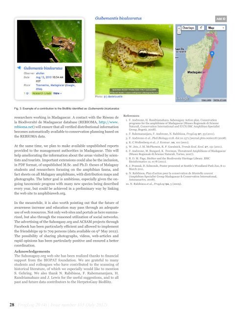 FrogLog 103 PDF here - Amphibian Specialist Group