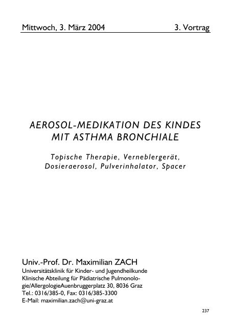 AEROSOL-MEDIKATION DES KINDES MIT ASTHMA BRONCHIALE