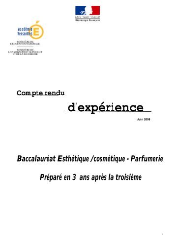 Dossier experience bac pro ECP 3 ans - SBSSA - Académie de ...