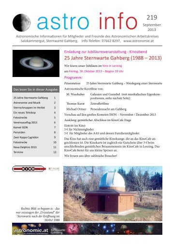 Astro-Info #219 (PDF) - Sternwarte Gahberg