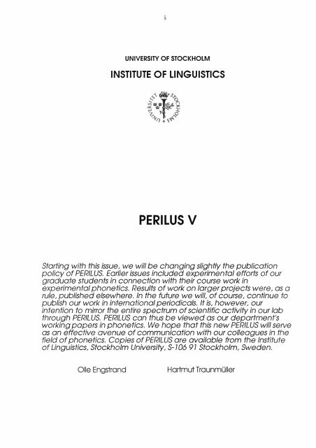 perilus v - Stockholms universitet