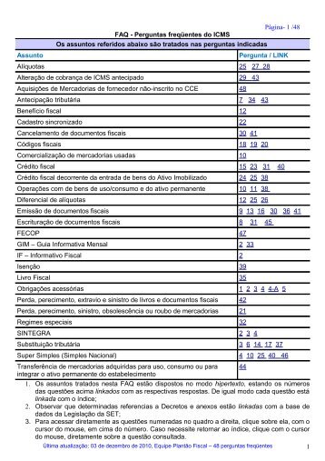 FAQ - Perguntas freqüentes do ICMS - Secretaria de Estado da ...