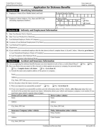 Application for Sickness Benefits - U.S. Railroad Retirement Board