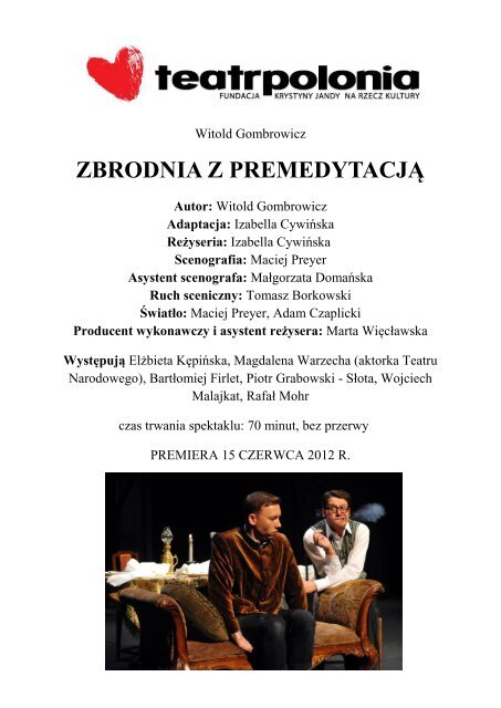 ZBRODNIA Z PREMEDYTACJÄ - Teatr Polonia