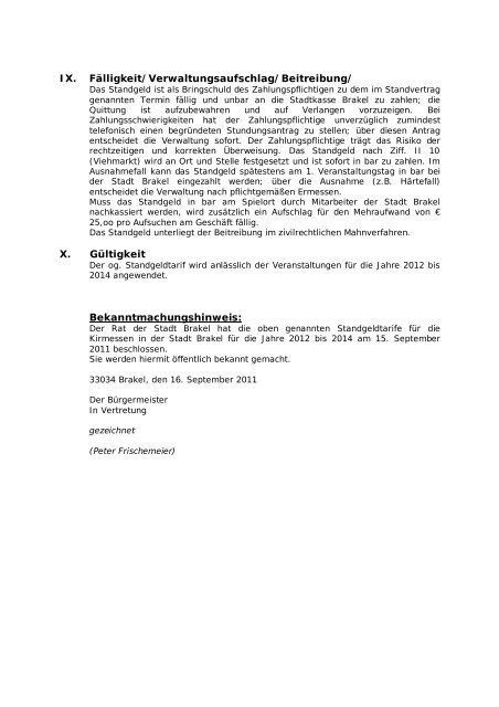 Bekanntmachungen vom 22. September 2011 (ca ... - Stadt Brakel
