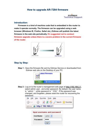 How to upgrade AR-7284 firmware - Edimax