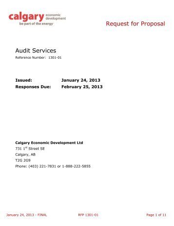 Request for Proposal Audit Services - Calgary Economic Development