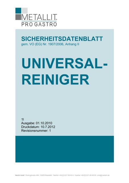 UNIVERSAL- REINIGER - Metallit Progastro