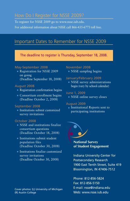 2009 NSSE invite.indd - NSSE - Indiana University Bloomington