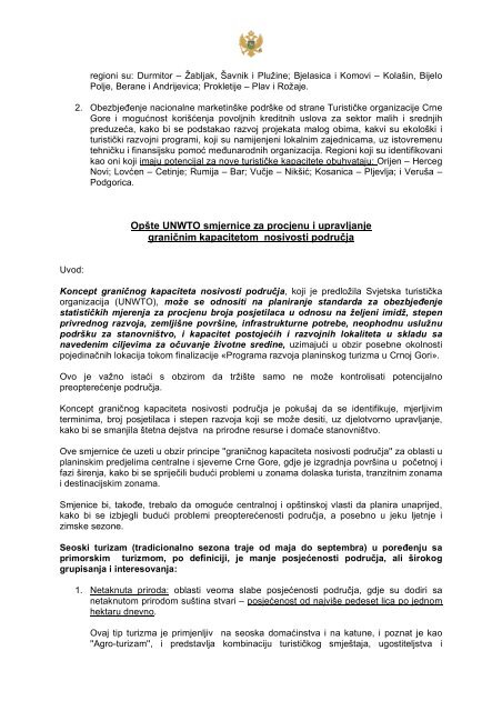 Predloženi principi za održivi razvoj UNWTO-a ... - Visit Montenegro
