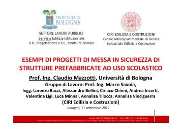 esempi di progetti di messa in sicurezza di strutture ... - ReLUIS
