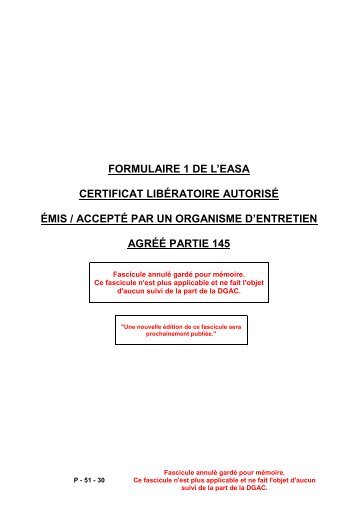 EASA FORM 1 - Consignes de NavigabilitÃ© franÃ§aises