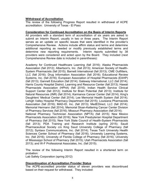 Report of Proceedings June 2011 - Accreditation Council for ...