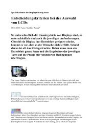 Entscheidungskriterien bei der Auswahl von LCDs (20.05.08