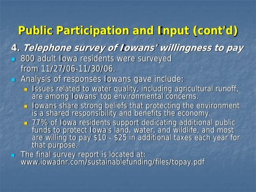 SUSTAINABLE FUNDING FOR IOWA'S NATURAL RESOURCES ...