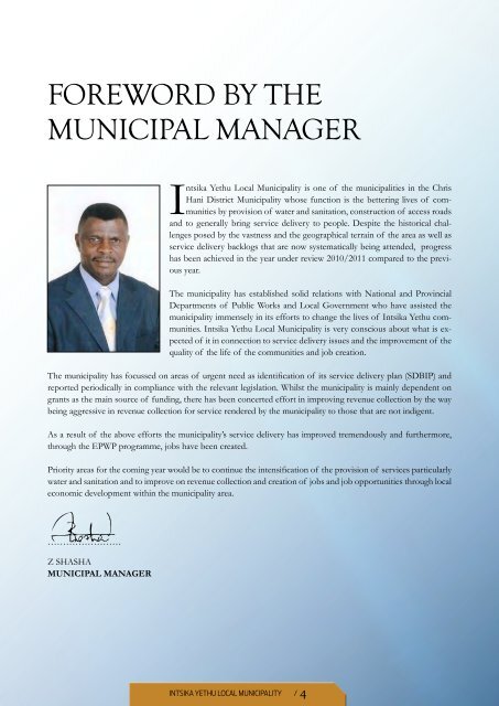 annual report 2010 - 2011 - Intsika Yethu Municipality