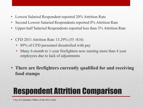 Fire Department Attrition Reduction Plan Update - City of Columbia